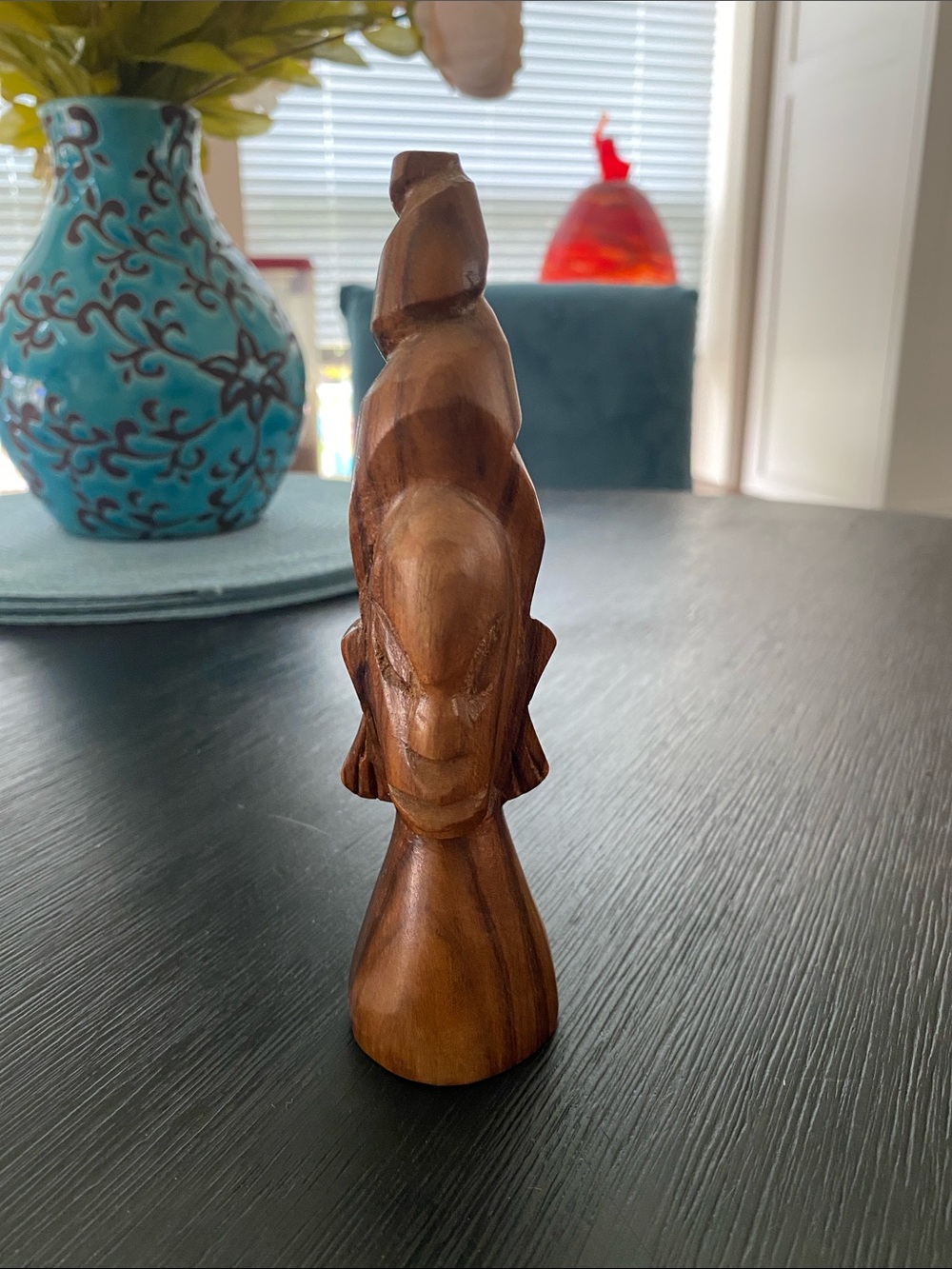 Vtg African Tribal Woman Hand Carved Head Wood Statue Bust Female Lady Figurine